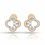 Clover Diamond Stud Earrings-18Kt Gold vermeil